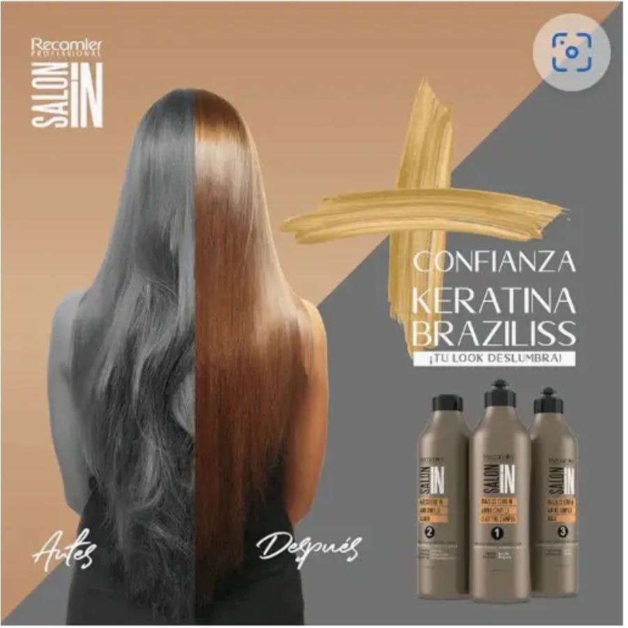 Recamier 3-Step System SalonIn Braziliss Keratin Hair Brazilian Blowout Treatment