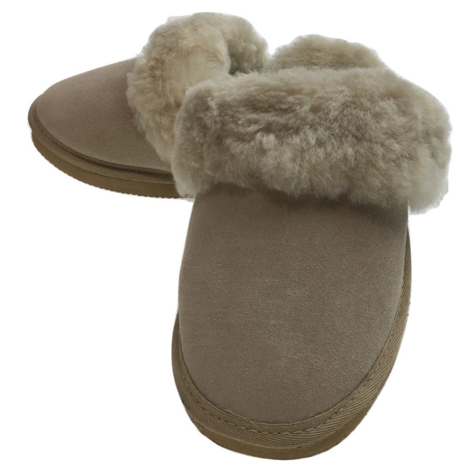 100% Sheepskin Moccasin Slippers Winter Genuine Scuffs Slip On Mens Womens