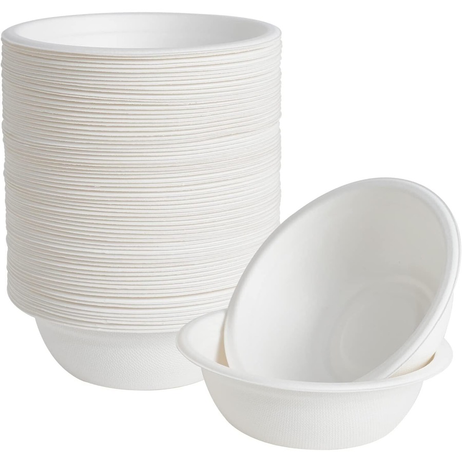 1000pcs Disposable Sugarcane Bagasse Round Bowls - 12cm - Bulk