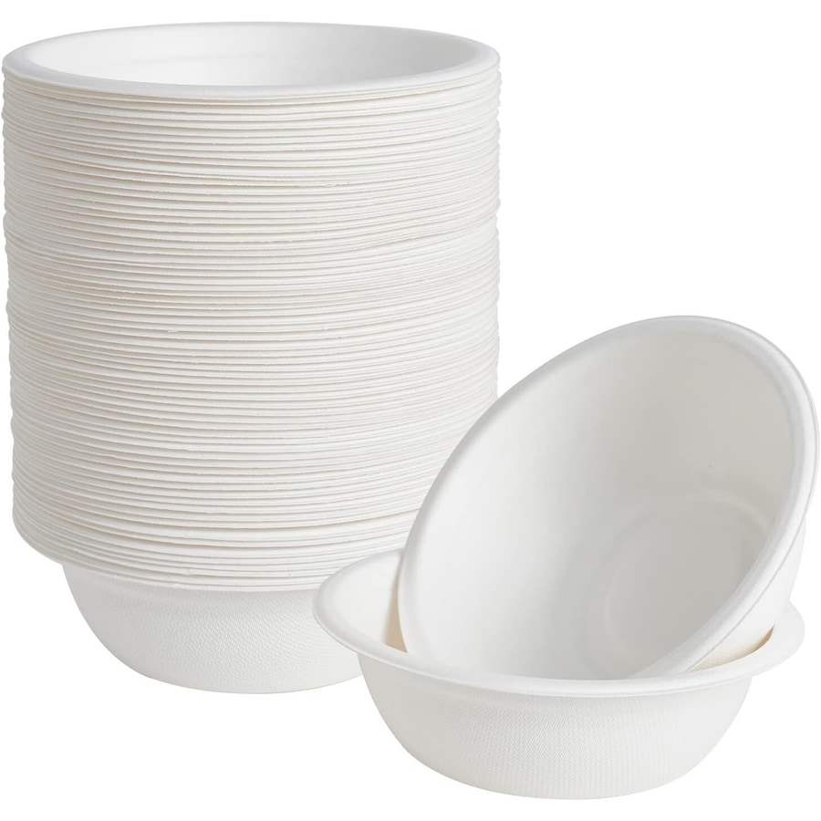 1000pcs Disposable Sugarcane Bagasse Round Bowls - 12cm - Bulk