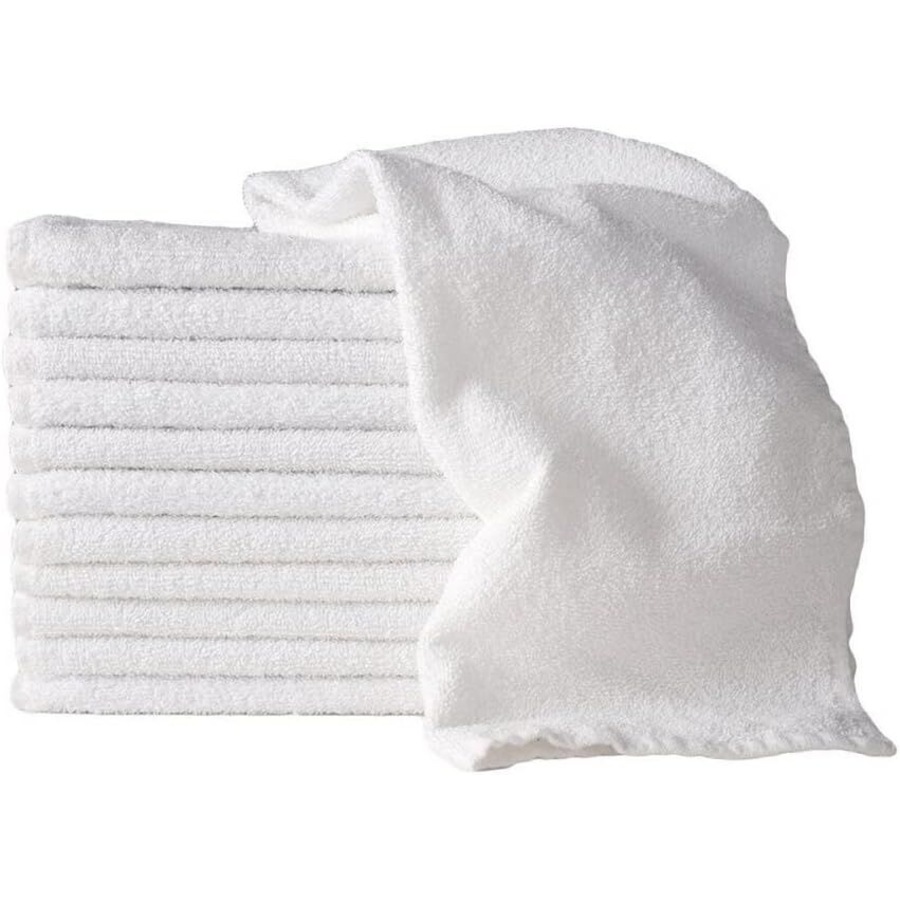 10x 100% Cotton Hand Towels Face Washers Bulk (34x74cm) in Plain White