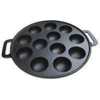 12 Dimple Cast Iron Poffertjes Mini Dutch Pancake Cake Pan with Handles Maker