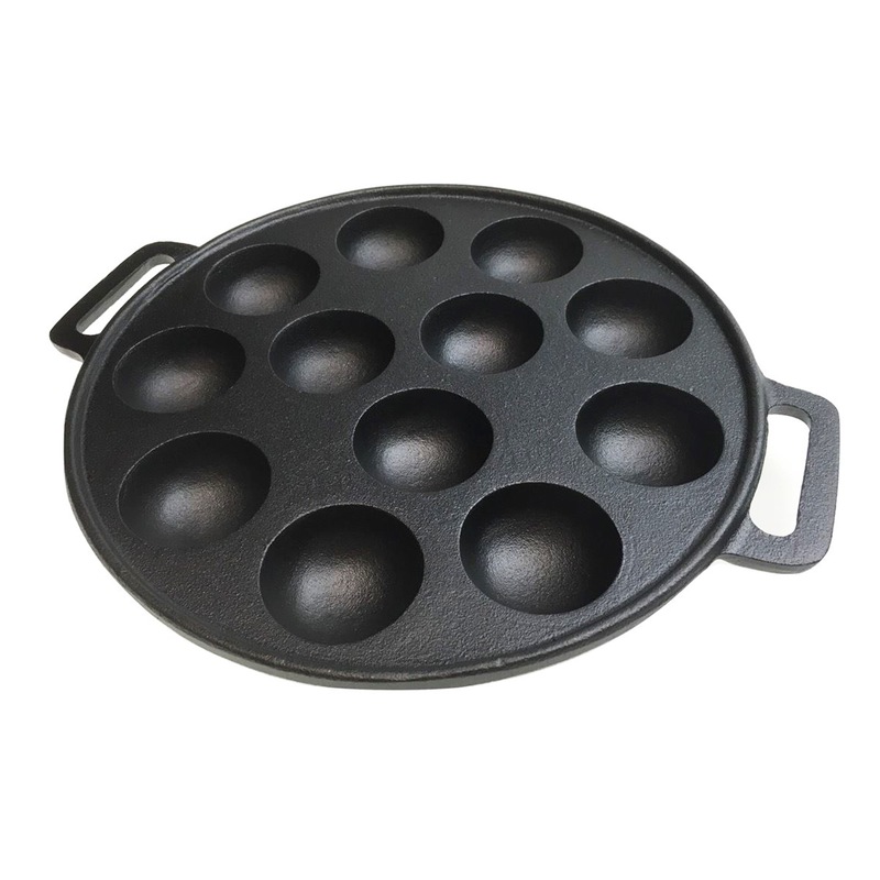 Buy 12 Dimple Cast Iron Poffertjes Mini Dutch Pancake Cake Pan with ...