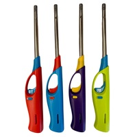 12x Long Gas Lighter for BBQ Kitchen Cigarette w/ Safety Lock - Assorted Colours