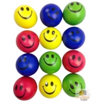 12x STRESS BALLS Hand Relief Squeeze Toy Reliever Antistress Soft Smiley MULTI