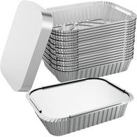 144x Aluminium Disposable Foil Food Container Trays Pans w/ Lids Covers Bulk 20x11x5cm