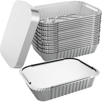 144x ALUMINIUM FOIL CONTAINERS WITH LIDS Large Tray BBQ Takeaway Roasting 22cm*15cm*4.5cm