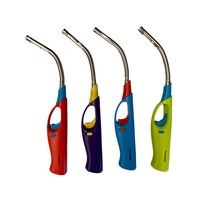 1x Clear Flexible Gas Lighter for BBQ Kitchen Cigarette w/ Safety Lock - Assorted Colours