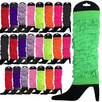 24 LEG WARMERS Knitted Womens Neon Party Knit Ankle Fluro Dance Costume 80s BULK