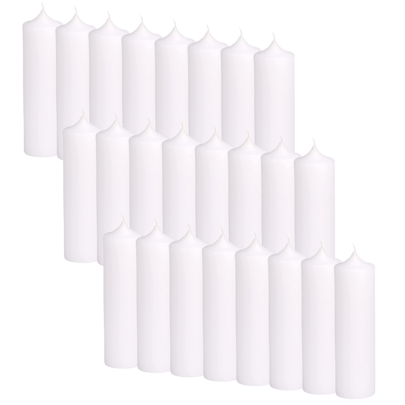 Buy 24x Premium Church Candle Pillar Candles White Unscented Lead Free