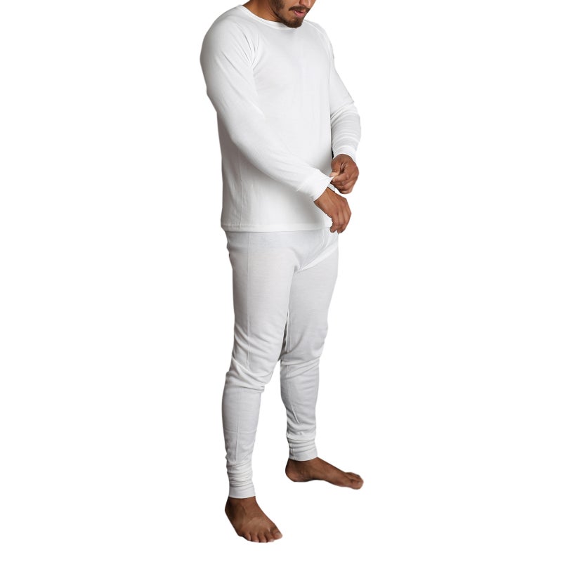 Buy 2pcs Set Mens Merino Wool Blend Long Sleeve Thermal Top & Long ...