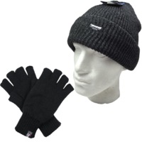 2pcs Winter Set Mens 3M Thinsulate Beanie Hat + Knitted Fingerless Gloves Snow