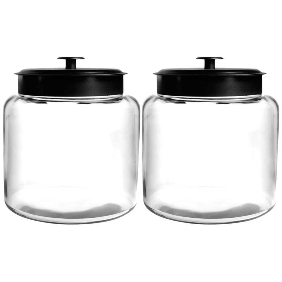2x Anchor Hocking Montana Jar 1.5 Gallon / 5.7L Glass Jar with Black Metal Lid