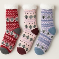 3 Pairs Ladies Thick Fur Bed Socks Womens Sherpa Fluffy Non Slip - Flamingo