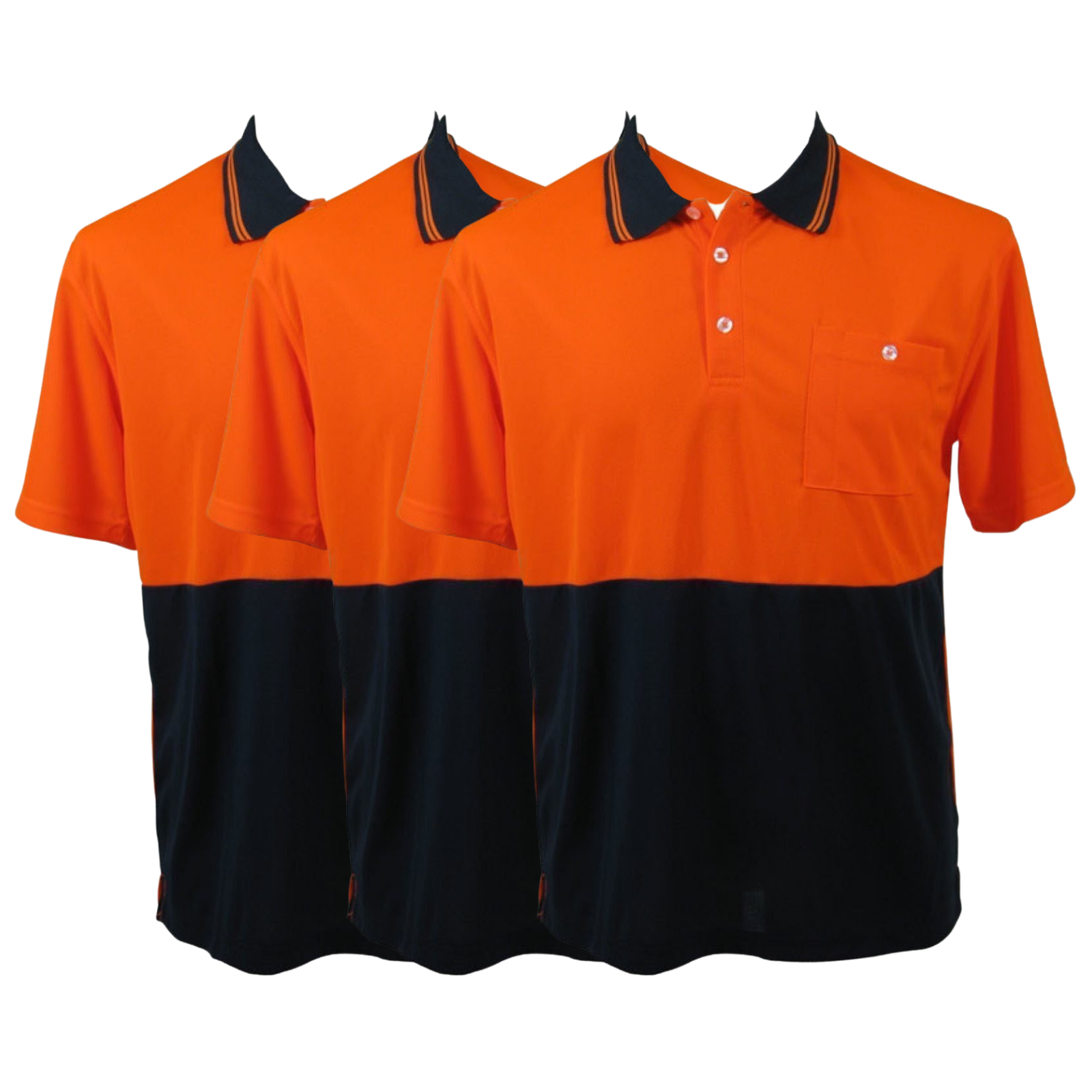 3x HI VIS Polo Shirt Top Tee Safety Workwear Short Sleeve Breathable Mesh BULK