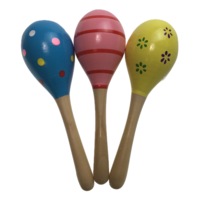 3x WOODEN MARACAS Musical Egg Percussion Toy Shakers Rattles Rumba Party
