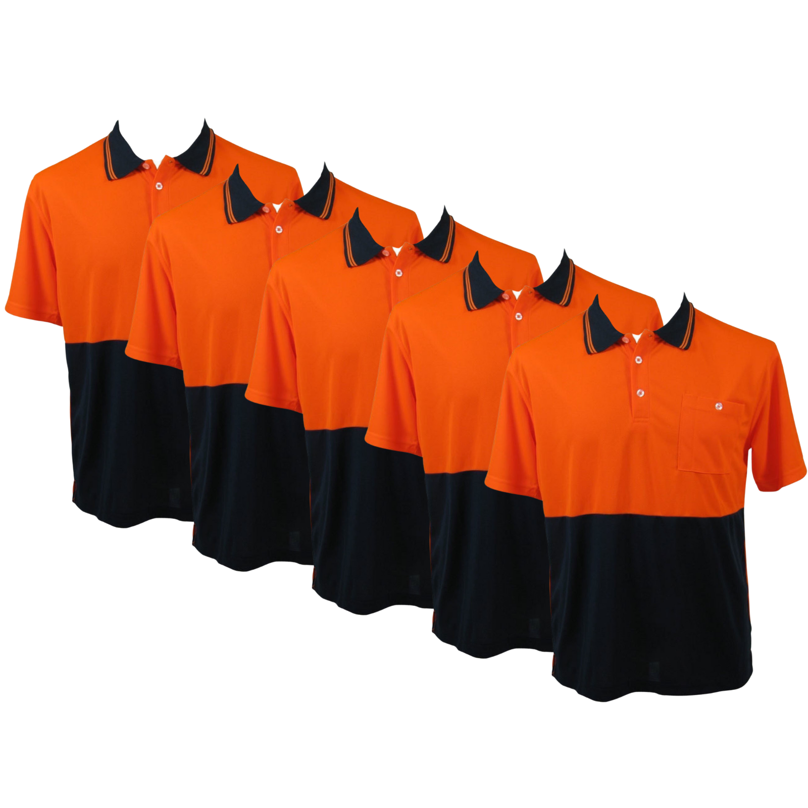 5x HI VIS Polo Shirt Top Tee Safety Workwear Short Sleeve Breathable Mesh BULK
