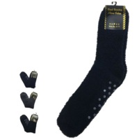 6 Pairs Mens Non Slip Thick Fur Warm Winter Bed Socks Plain Thermal Warm BULK