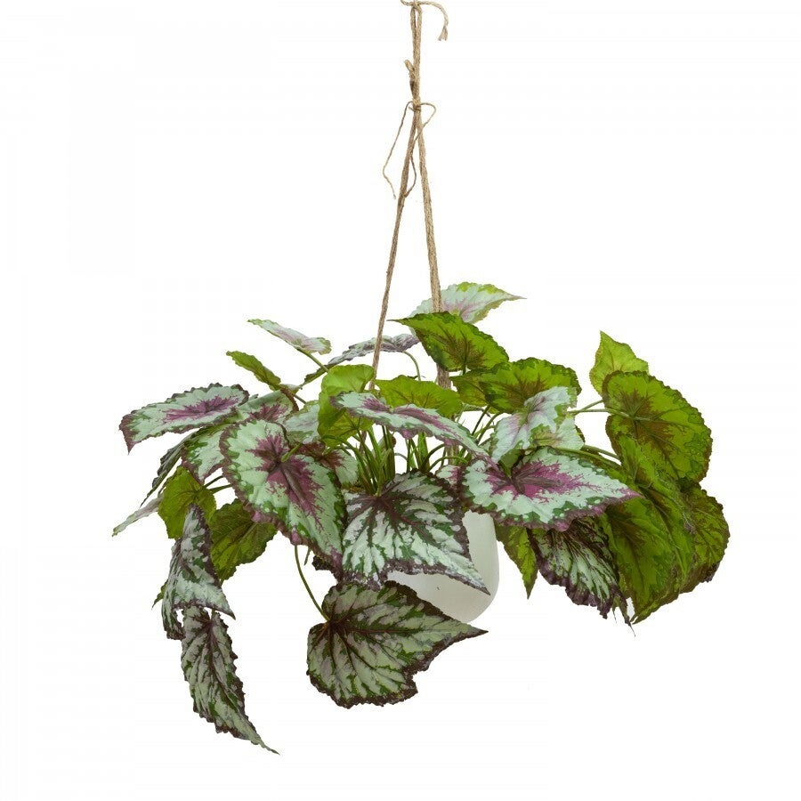60cm Wax Begonia in Hanging Planter (with Rope) Plant Artificial Fake Decor