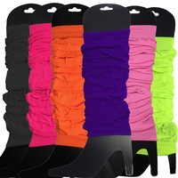 6x LEG WARMERS Knitted Womens Neon Party Knit Ankle Fluro Dance Costume 80s BULK
