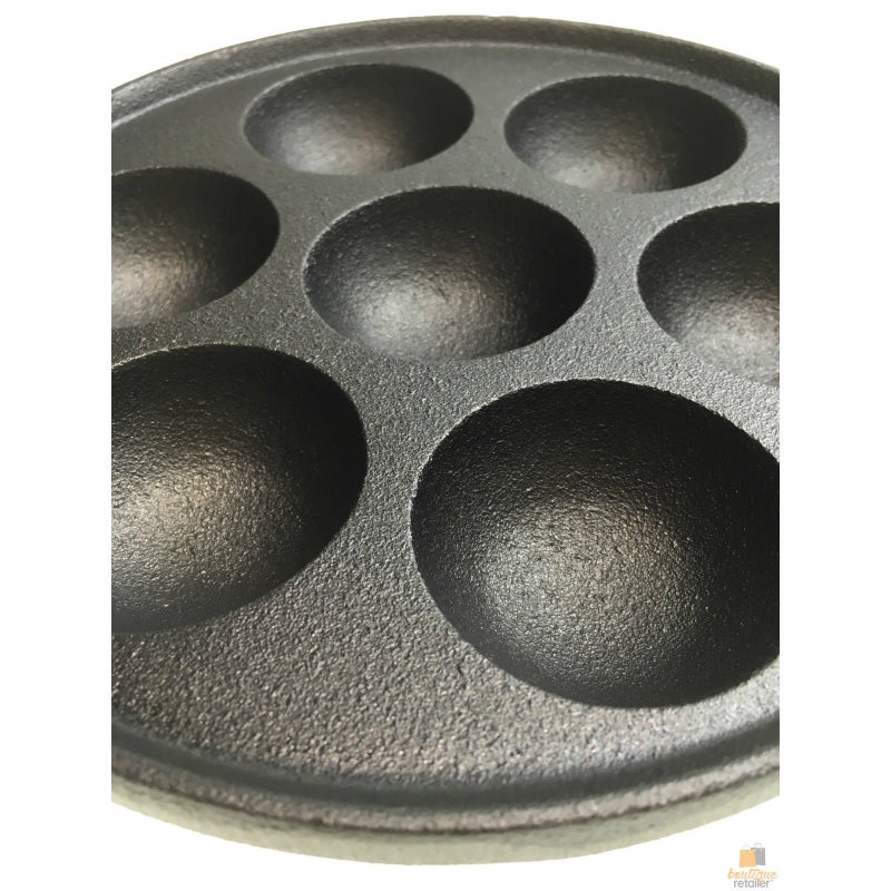 7 Hole Dimple Cast Iron Poffertjes Mini Dutch Pancake Cake Pan Handle Maker