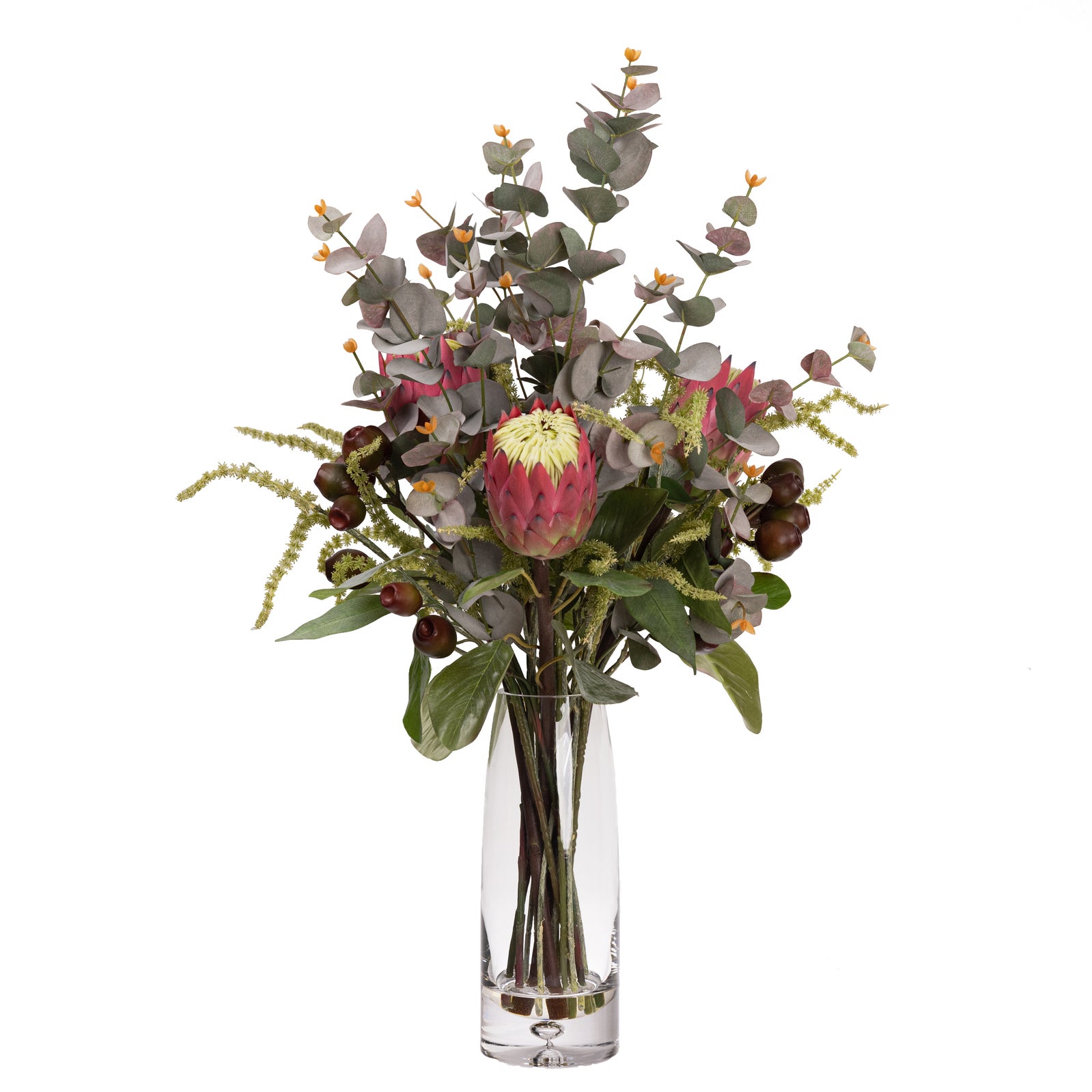 84cm Protea & Native Arrangement in Glass Vase Artificial Plant Flower Tree Fake
