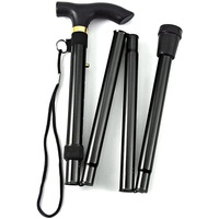 Adjustable Metal WALKING STICK Travel Cane Folding Pole Compact Retractable Hike