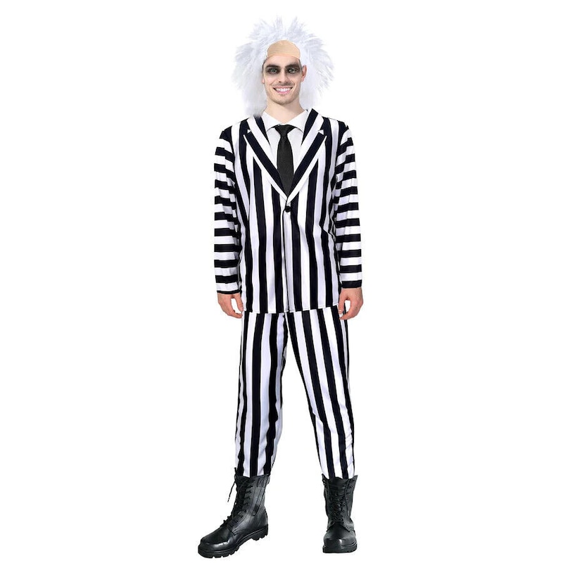 Buy Adult Beetlejuice Exorcist Stripe Suit Halloween Mens Costume - Mydeal