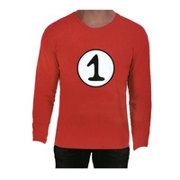 Adult Cat In The Hat Thing 1 Dr Seuss Red Top Party Costume Book Week