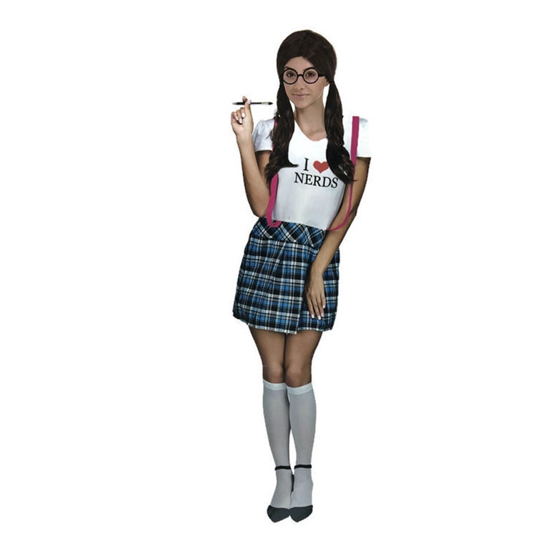 Adult Nerd Girl Costume Party Sexy Naughty Schoolgirl Geek Uniform