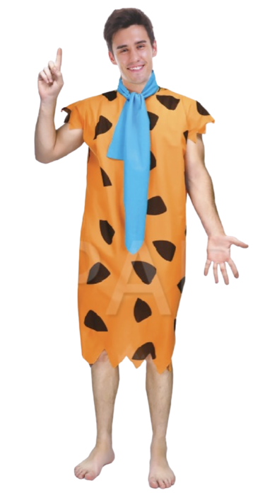 Adult Orange Caveman Costume Fred Flintstone Club Book Week Halloween