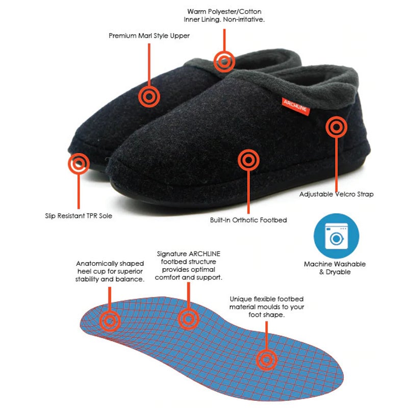 Buy ARCHLINE Orthotic Slippers CLOSED Arch Scuffs Pain Relief Moccasins ...