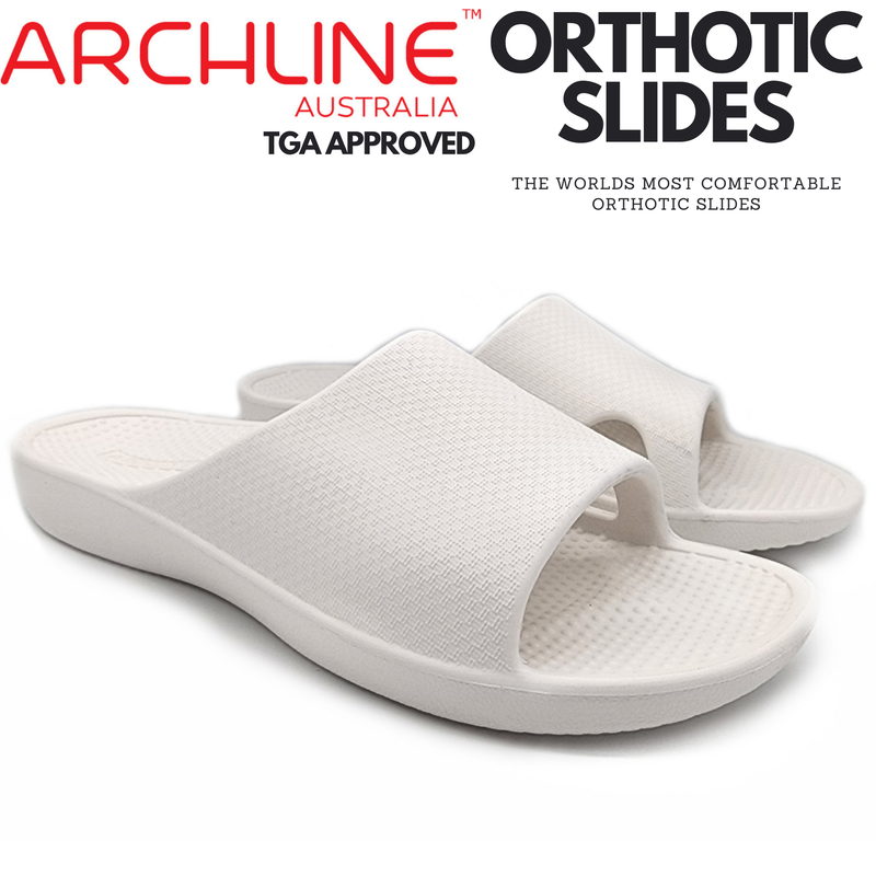 Buy Archline Rebound Orthotic Slides Flip Flop Thongs Slip On Arch Support  - White - MyDeal