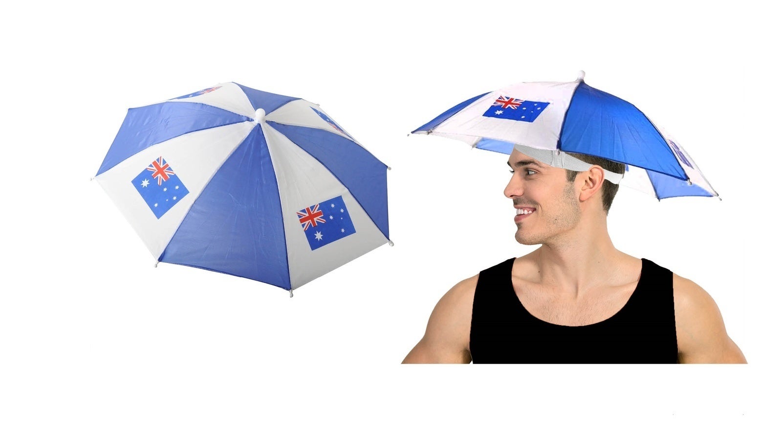 AUSTRALIA UMBRELLA HAT Rain Novelty Cap Costume Outdoor Camping Beach Fishing