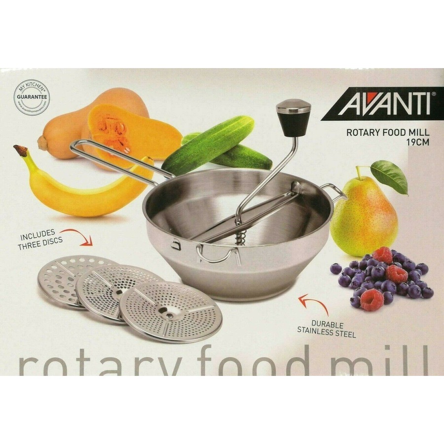 AVANTI Rotary Food Mill + 3 Discs Mouli Potato Ricer Vegetable Food Chopper
