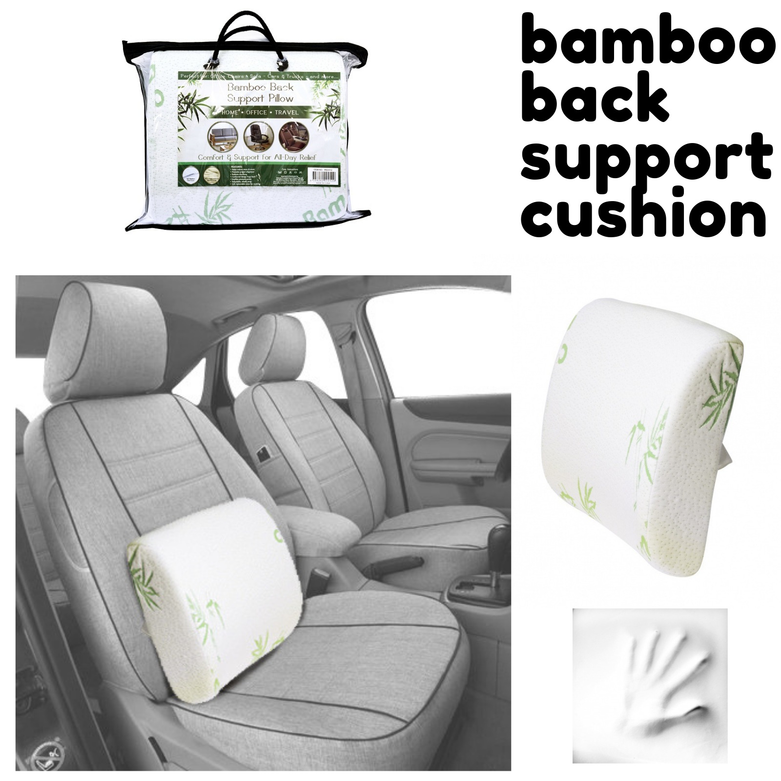 BAMBOO BACK SUPPORT PILLOW Cushion Posture Hip Back Lumbar Support Seat Car New Buy Support
