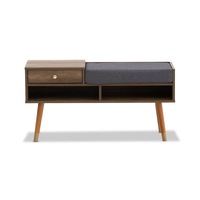 Designer Cabinet Bench Storage with Seat Wooden Shelf Hallway Cupboard - Walnut