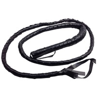 BLACK WHIP Faux Leather Costume Party 180cm Riding Cowboy Fancy Dress