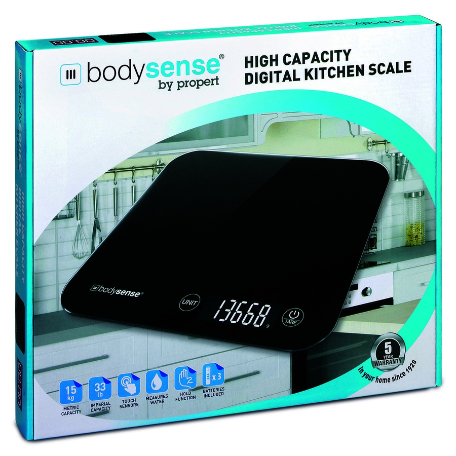 BodySense 15kg High Capacity Digital Kitchen Scale Electronic Weight Balance