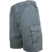 CARGO SHORTS Elastic Waist 100% COTTON Army Military PLAIN Pocket Mens S-XXL