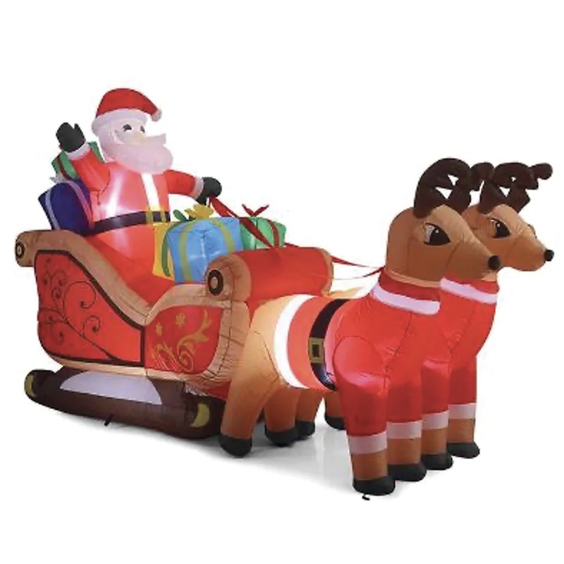 Buy 320cm Xmas Father Christmas Charm Santa Sleigh With Reindeer + LED