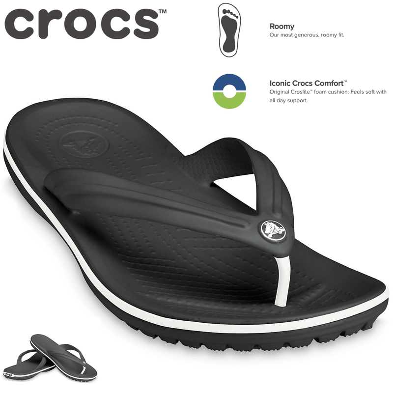Buy Crocs Crocband Croslite Flip Flops Thongs Summer - Black - MyDeal