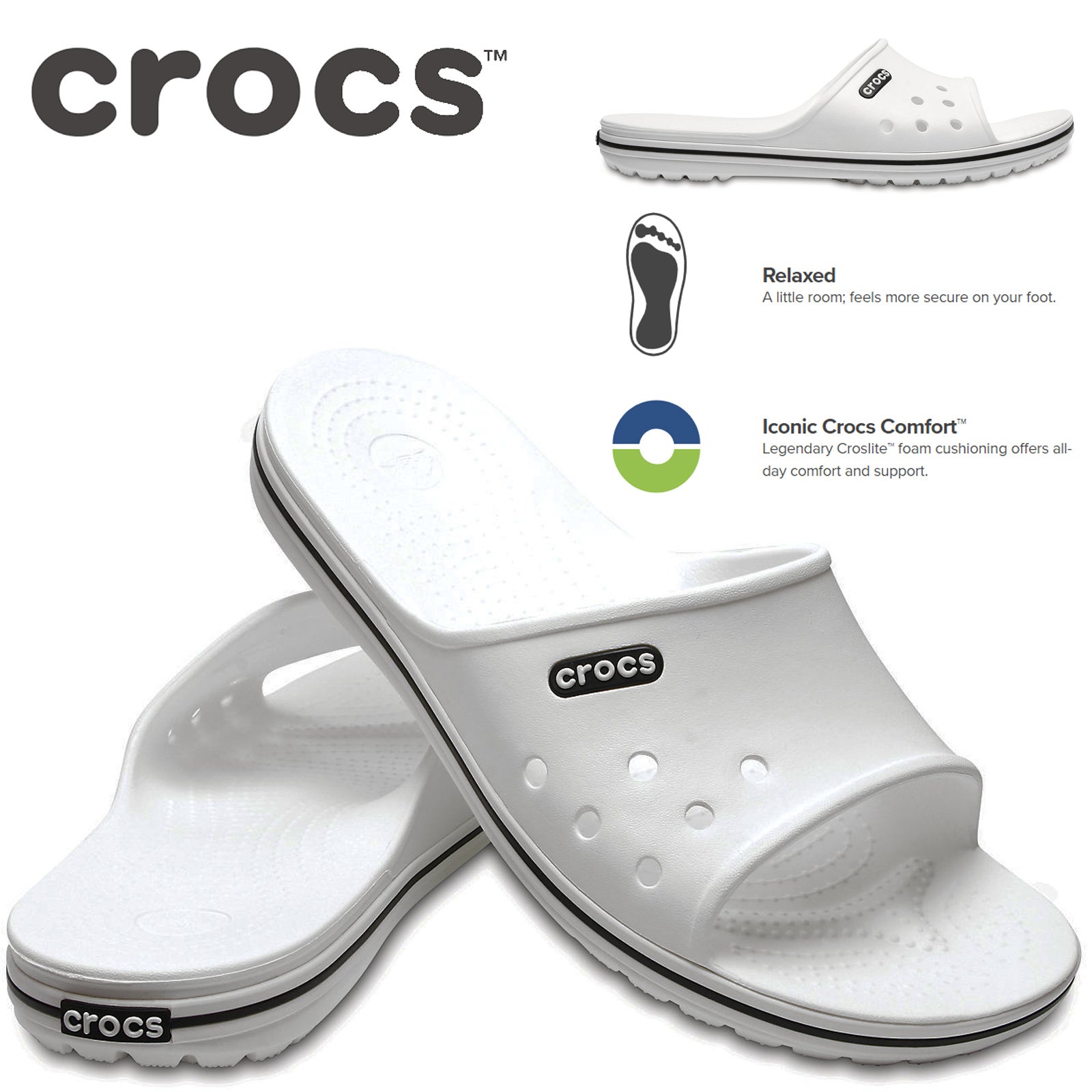 crocs white slides