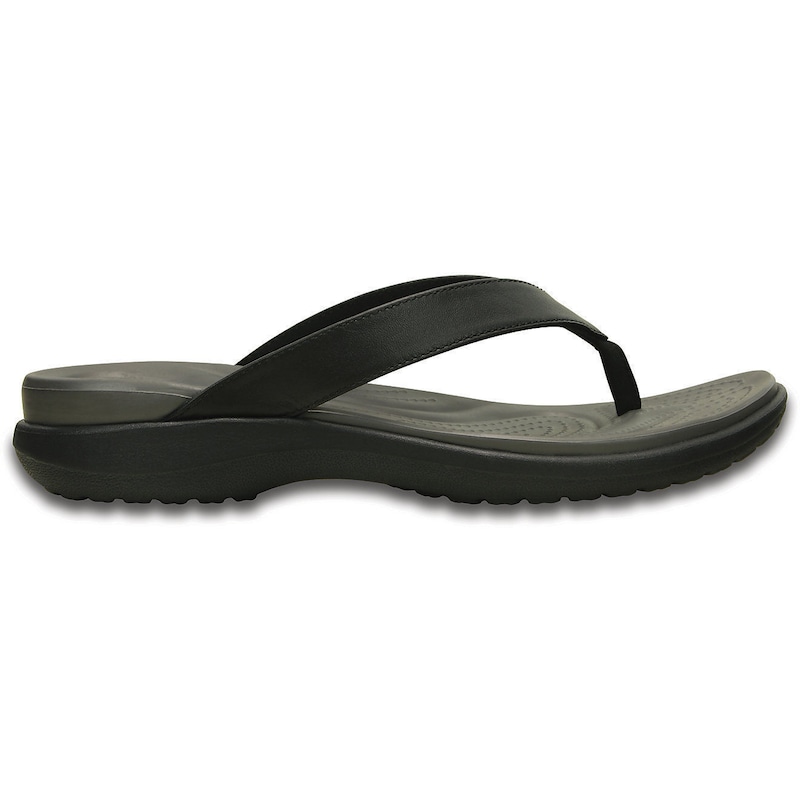 Crocs Women's Capri V Flip Flops Thongs Summer Comfy - Black Graphite 