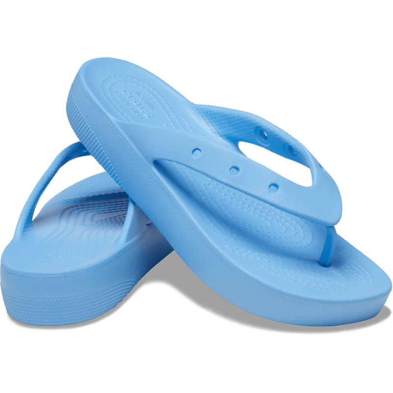 Buy Crocs Womens Classic Platform Flip Flop Thongs - Oxygen Blue - MyDeal