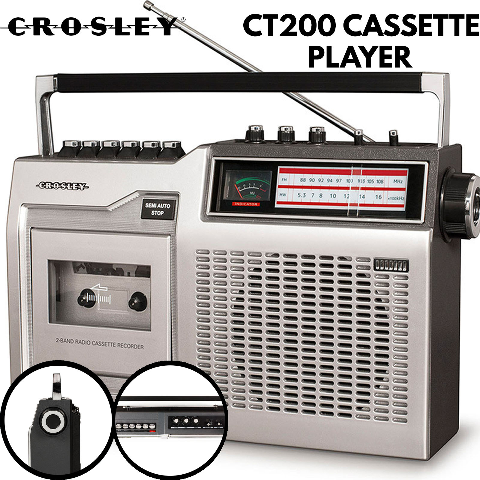 Crosley CT200 Cassette Tape Player 