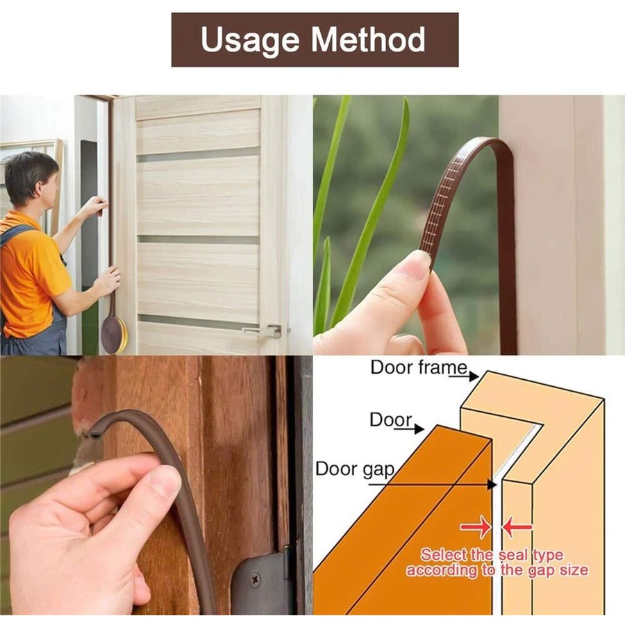 6M D Rubber Self Adhesive Seal Weather Strips Tape Door Window Draught Excluder