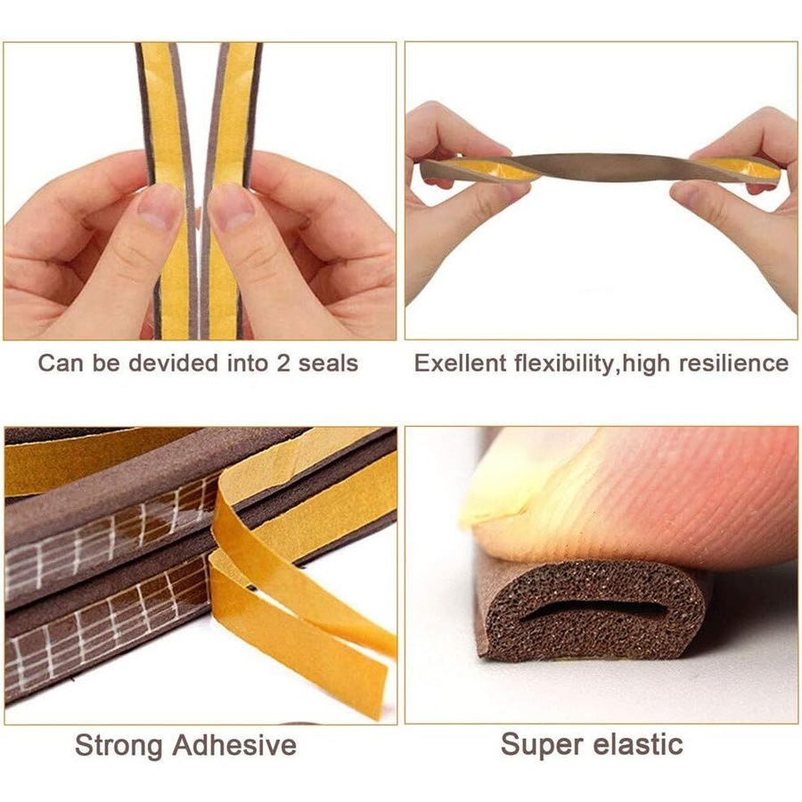 6M D Rubber Self Adhesive Seal Weather Strips Tape Door Window Draught Excluder