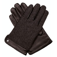 Dents Mens Leather/Wool Fleece Lined Gloves Herringbone Winter Warm in Brown