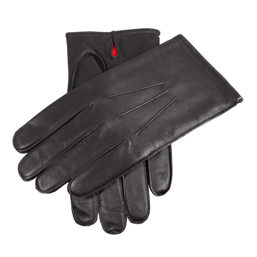 Dents Men's 3 Point Classic Leather Gloves with Australian Merino Wool Lining - Black